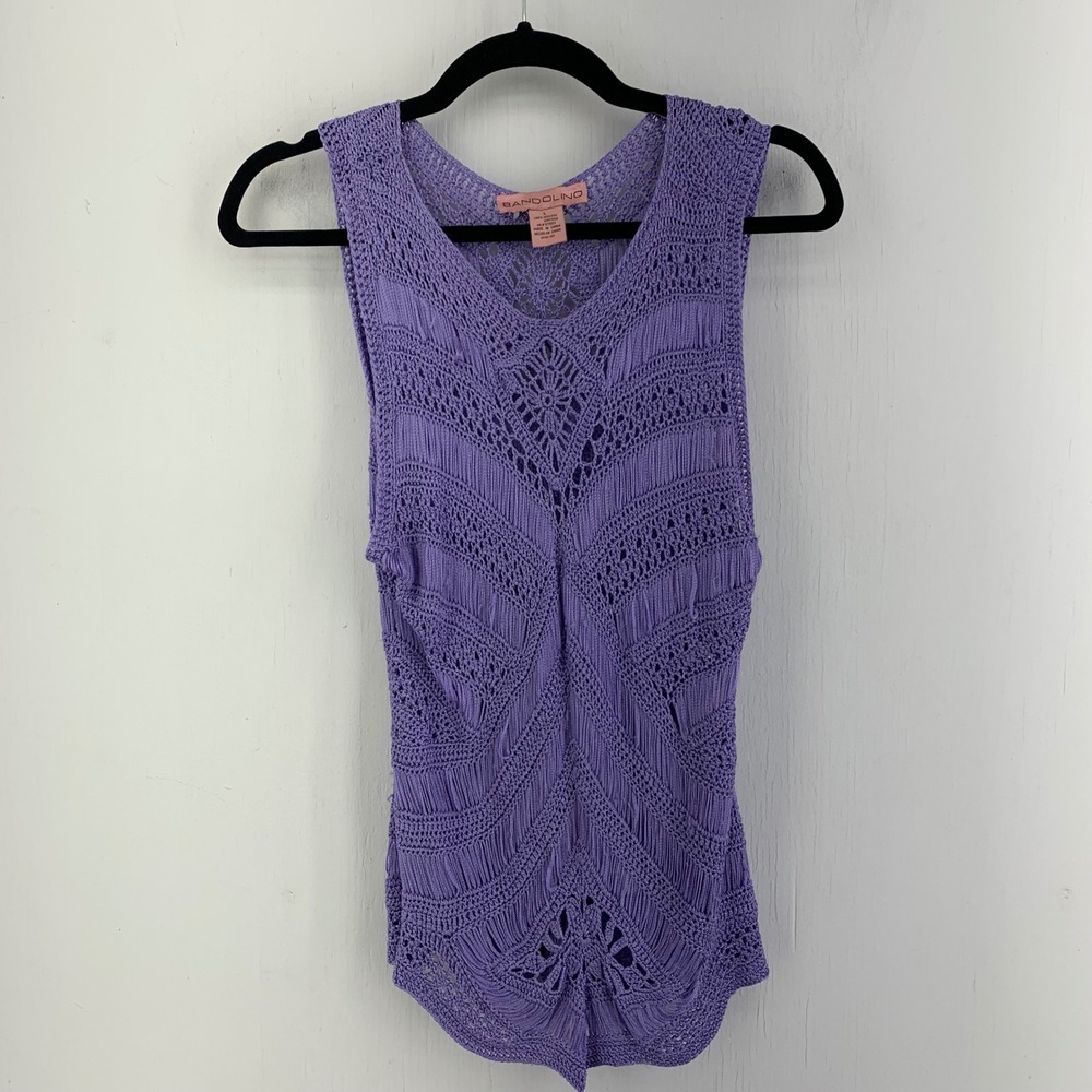 Bandolino Y2K Fairy Crochet Knit Tank Top Sleeveless V-Neck Boho Festival Hippie